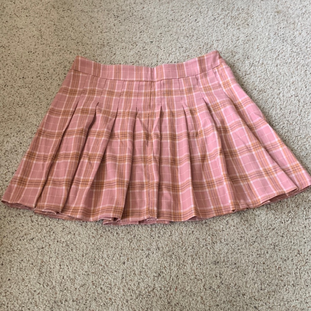 Thick pink plaid skirt